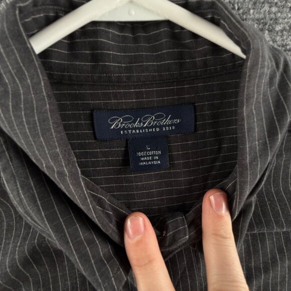 Brooks Brothers Large Gray Check Long Sleeve Button Down Shirt Cotton Woven Men - Picture 8 of 13